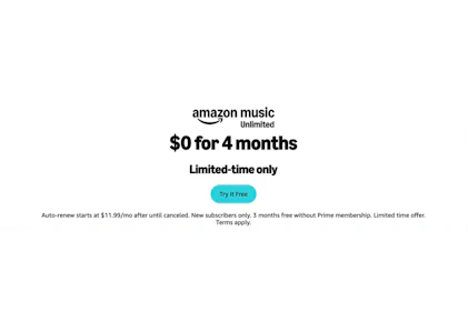 Amazon Music Unlimited Free 4-Month Trial