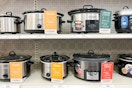 crockpot slow cookers sitting on a target shelf