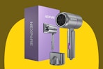 gray and purple ionic hair dryer