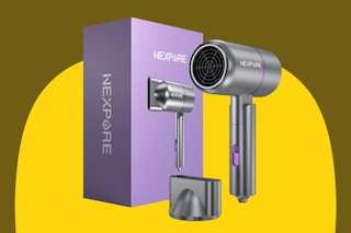 gray and purple ionic hair dryer