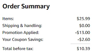 an amazon order summary ending in $10.39