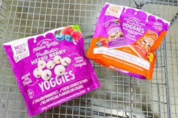 yoggis snacks in shopping cart