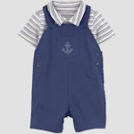 Baby Striped Overalls Set