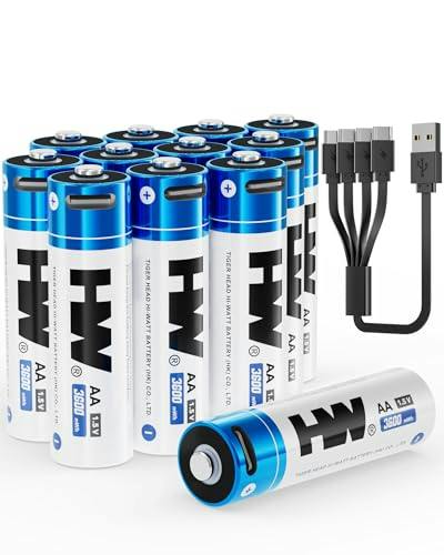 Rechargeable AA Lithium Batteries 12-Pack