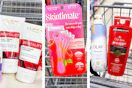 collage image of loreal cleanser, skintimate razors, and olay and old spice body wash