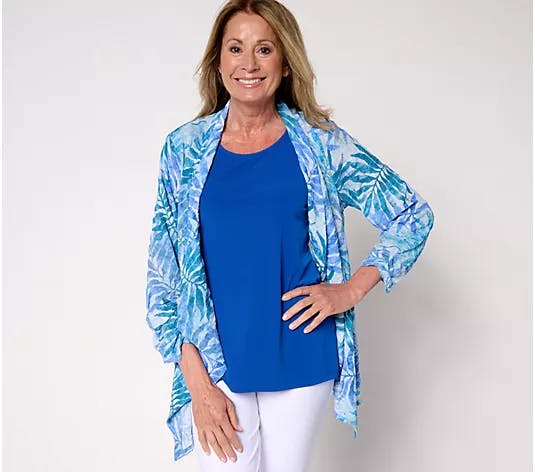 Textured Woven Cardigan & Knit Tank Set