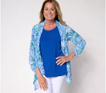 Textured Woven Cardigan & Knit Tank Set