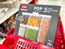 oxo pop canister set sitting in a target cart