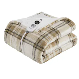 Print Plush-to-Sherpa Heated Throw