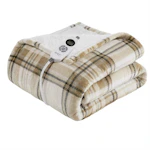Print Plush-to-Sherpa Heated Throw