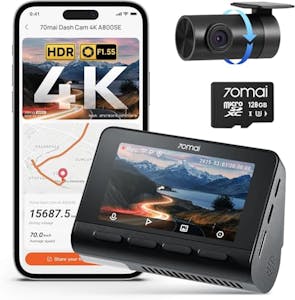 4K Dash Cam Front and Rear + 128GB Card
