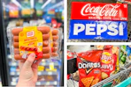 hot dogs soda chips collage
