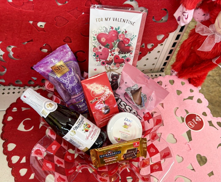 dollar tree valentine's day for her gift basket