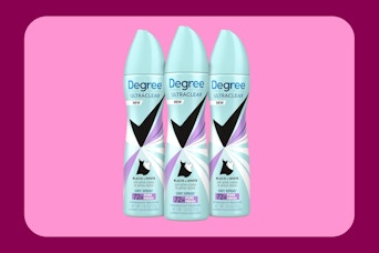 Degree ultra clear spray bottles on pink KCL template