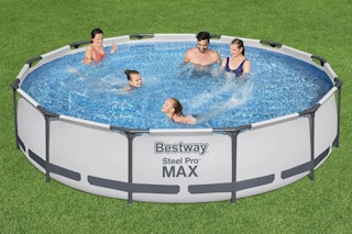 people swimming in the Bestway Steel Pro Above Ground Swimming Pool