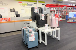 luggage bags display in a store