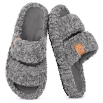 Women's Fuzzy Open-Toe Slippers