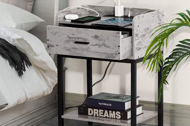 Nightstand With Charging Station, Just $27.49 on Amazon (Reg. $50+)  card image