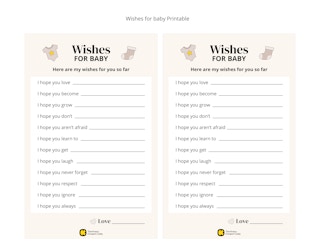 Wishes for baby printable baby shower game