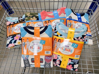 kids pajamas in a cart