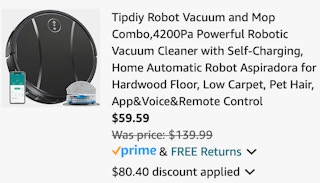 Tipdiy Robot Vacuum and Mop Combo,4200Pa