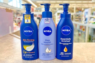 nivea body lotions on a store counter