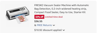 vacuum sealer Amazon receipt