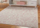 pink and white area rug