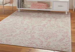 pink and white area rug