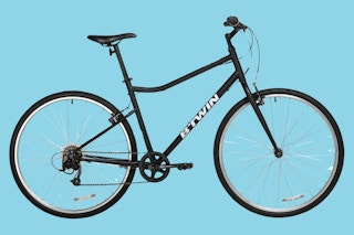 Stock image of Decathlon Adult Bike over blue background