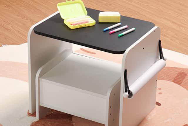 Kids' Drawing Table and Chair Set, Just $33.74 on Amazon card image