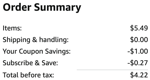 an amazon order summary ending in $4.22