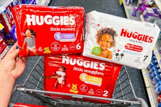cvs shopping cart with huggies diapers