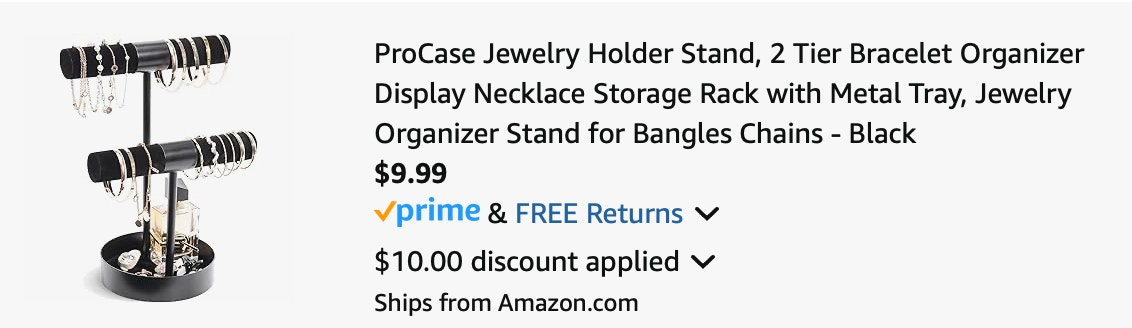 Jewelry stand Amazon receipt