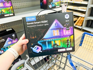 hand holding the package of Govee outdoor lights