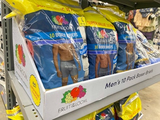 fruit of the loom super value boxers on walmart shelf