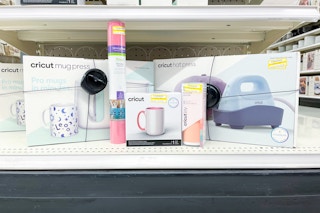 cricut machines, vinyl, tools, clearance sitting on a target shelf