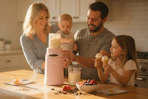 a family making ice cream