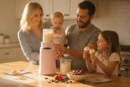 a family making ice cream