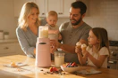 a family making ice cream
