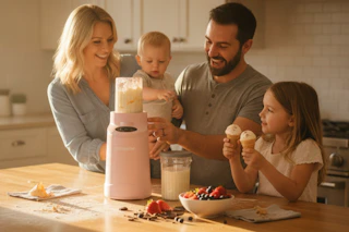 a family making ice cream