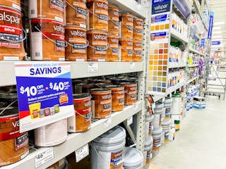 Memorial Day paint and stain savings sign at Lowe's