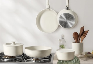 white cookware set in the kitchen
