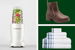 home items and boots in a collage