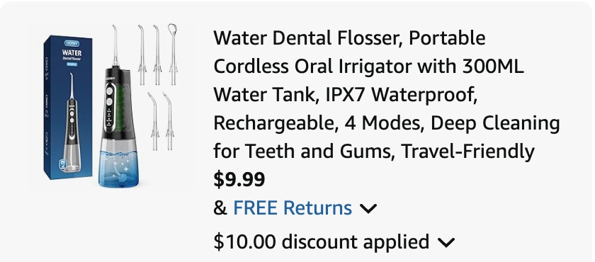 water dental flosser Amazon receipt