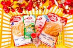 betty crocker cookie mix and icing in a yellow shopping basket