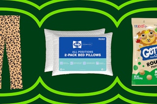 toddler leggings, 2-pack of pillows, and Gerber Get ems snacks