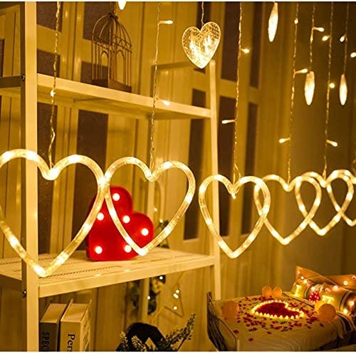 Heart-Shaped Curtain Lights