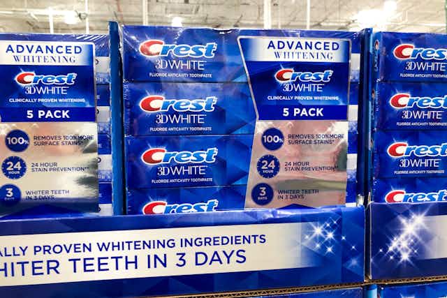 Crest 3D White Toothpaste 5-Pack, Only $11.99 at Costco (Reg. $15.99) card image