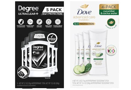 1 Dove 4-Pack + 1 Degree 5-Pack